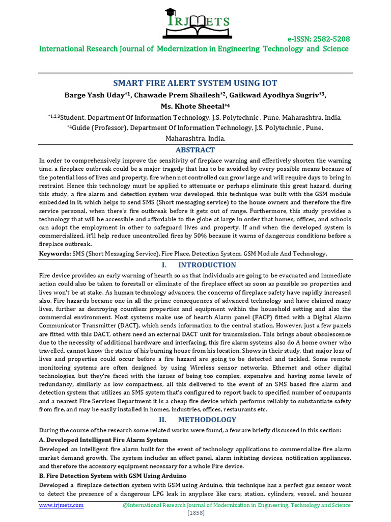 IoT-Based Smart Fire Alert System | PDF