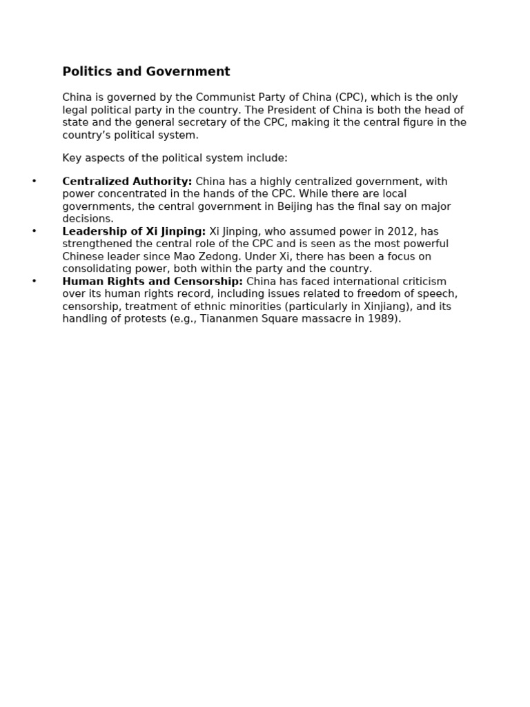 Overview of China's Political System | PDF