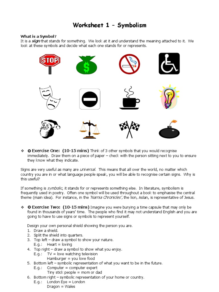 Symbolism Worksheet | PDF | Aslan | Languages