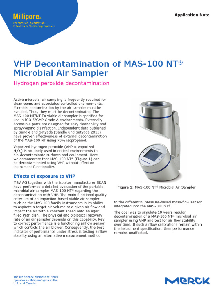 VHP Decontamination Mas100 NT Br7166en MK | PDF | Hydrogen Peroxide ...