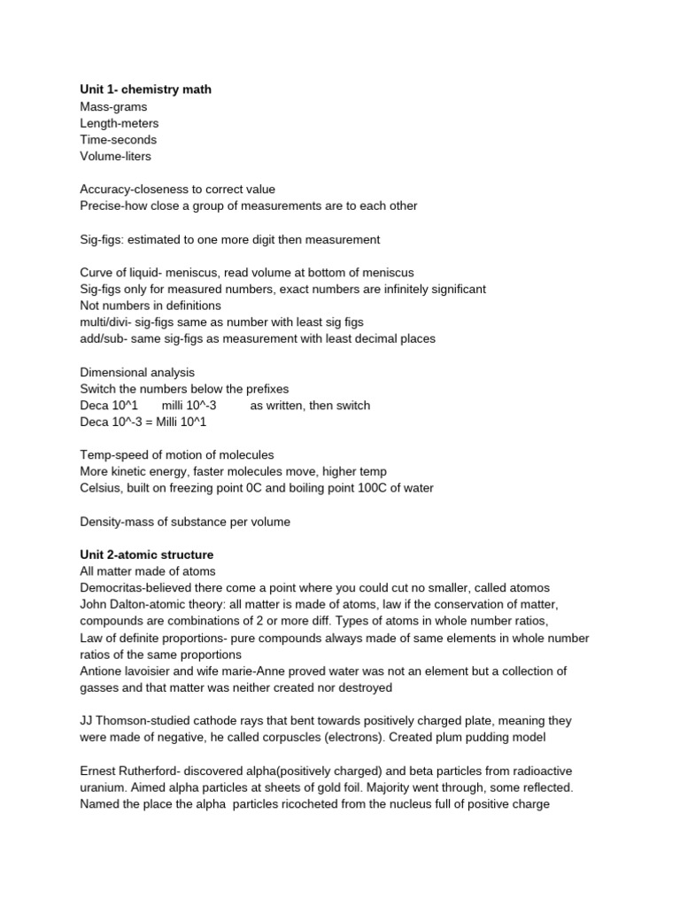 Chem Honors Midterms Notes/summary | PDF | Ion | Mole (Unit)