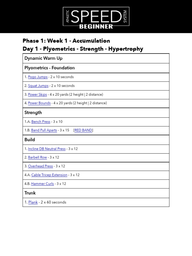 Beg.speed .Updated | PDF | Weight Training | Strength Training