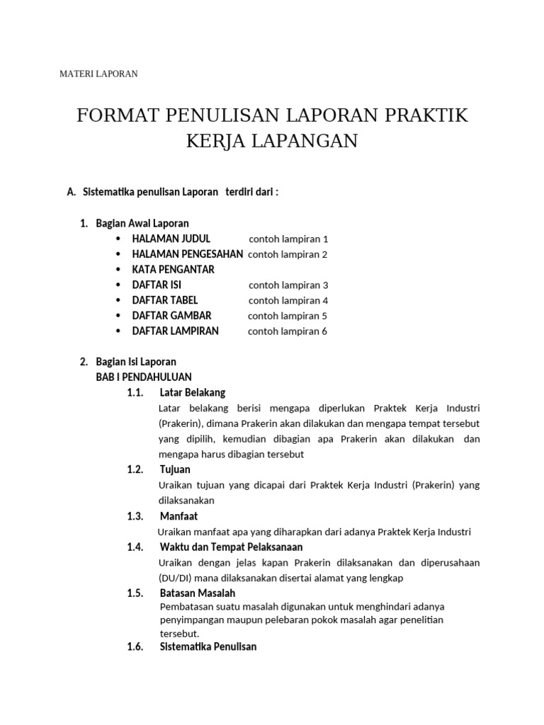 Panduan Penulisan Laporan Prakerin | PDF