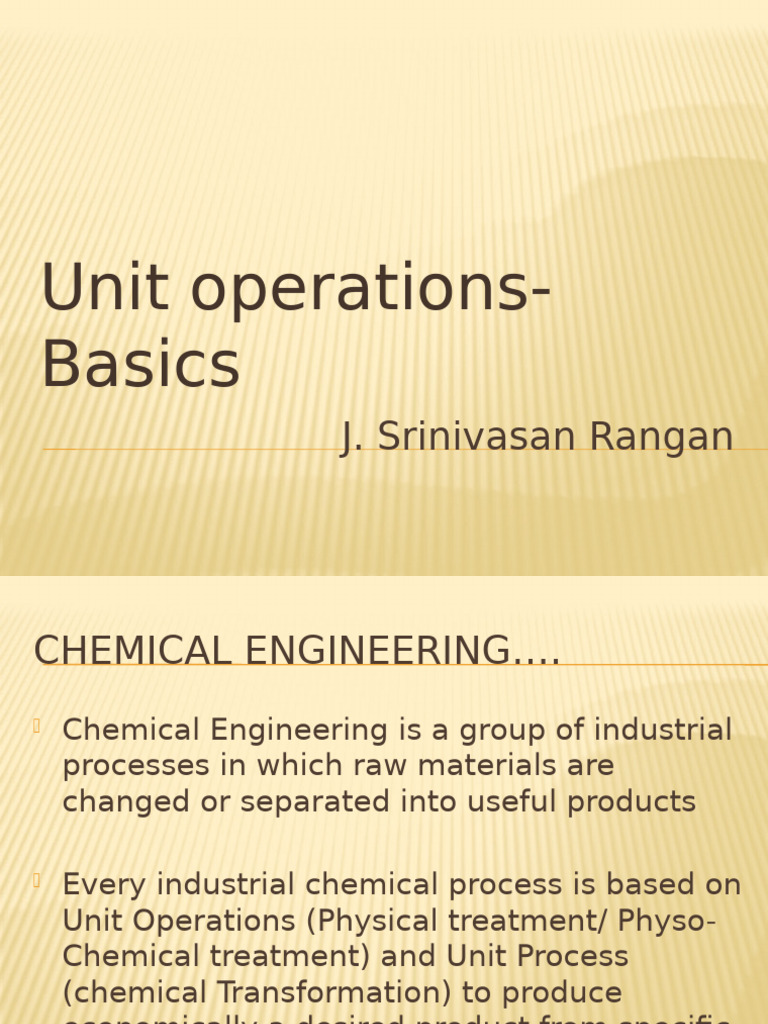 Overview of Chemical Engineering Unit Operations | PDF | Heat Transfer ...