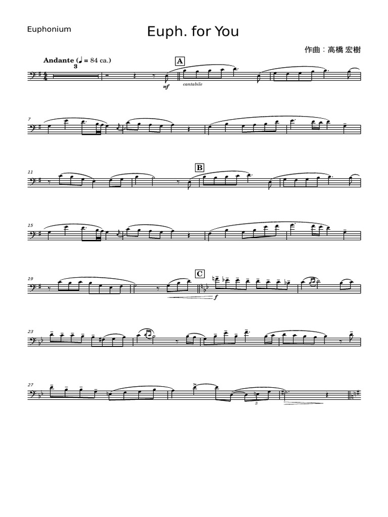 【Euphypさん専用】ユーフォニアム楽譜集 Euph. for You - 秋元 康, 見岳 章, 高橋 美夕己 Sheet Music for