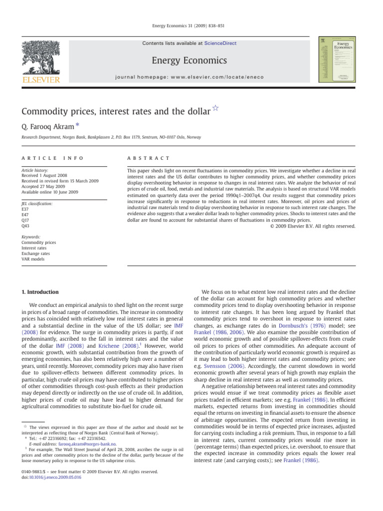 Impact of Interest Rates on Commodity Prices | PDF | Vector ...