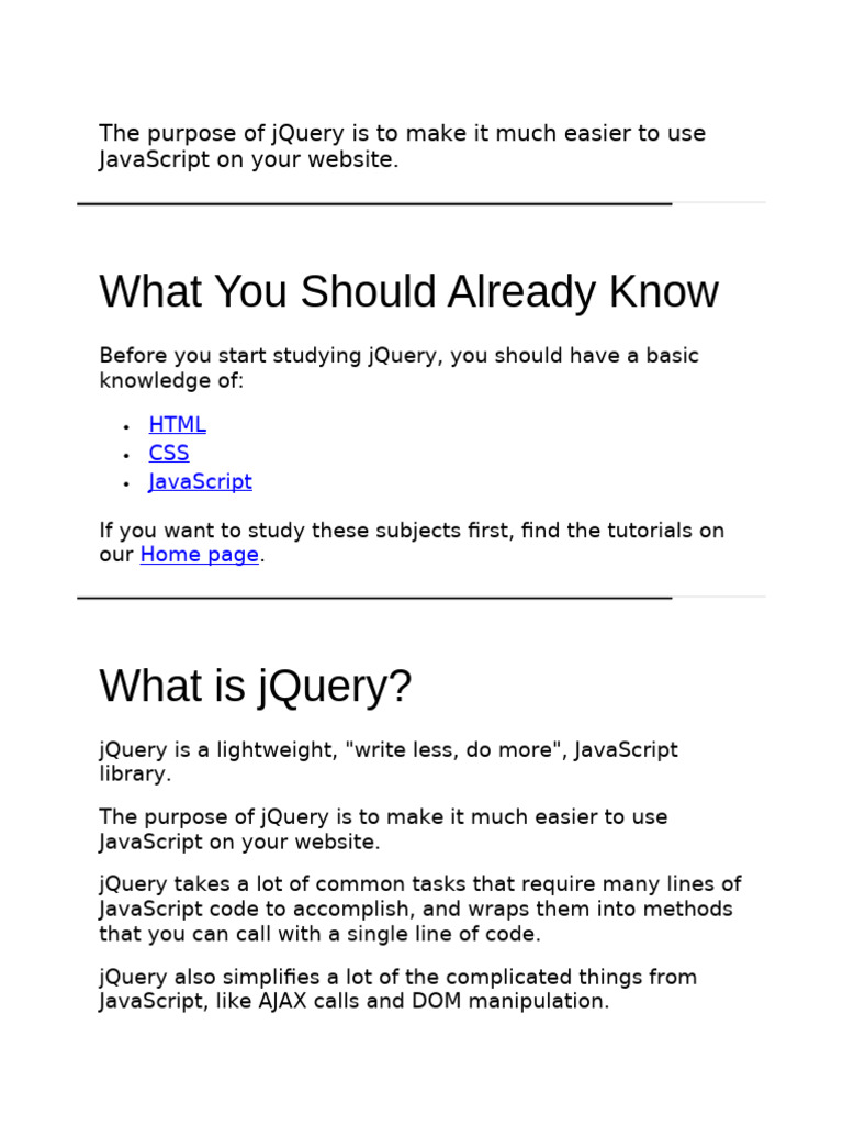 Introduction to jQuery Basics | PDF