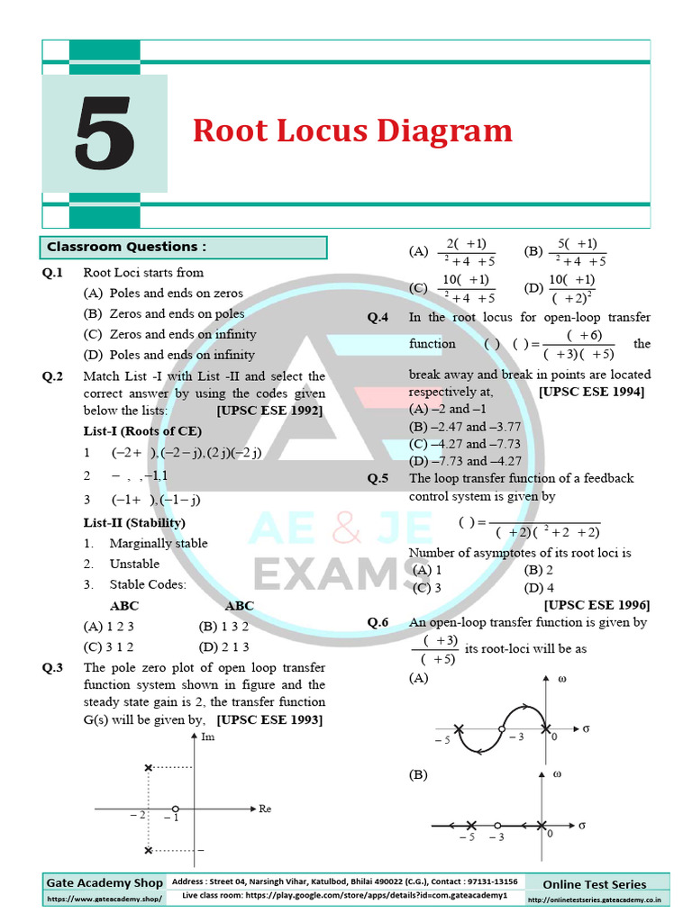 Chapter 5 Root Locus Diagram AE PYQ | PDF | Applied Mathematics ...