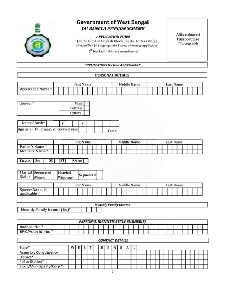 Old Age Pension Form New - 2025 | PDF