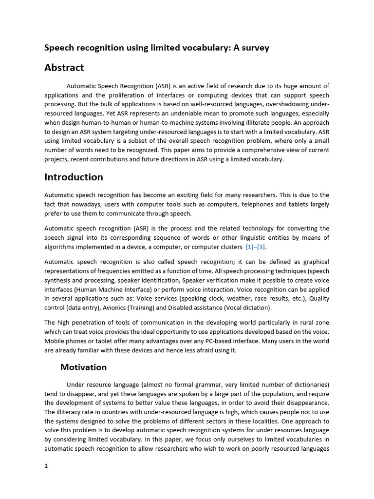 Automatic Speech Recognition Using Limited Vocabulary2 | PDF | Speech ...