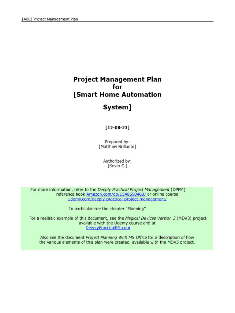 Smart Home Automation Project Plan | PDF | Computer Security | Security