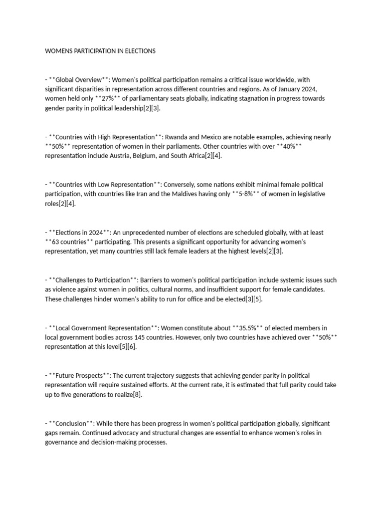 Womens Participation in Elections | PDF | Gender | Gender Studies