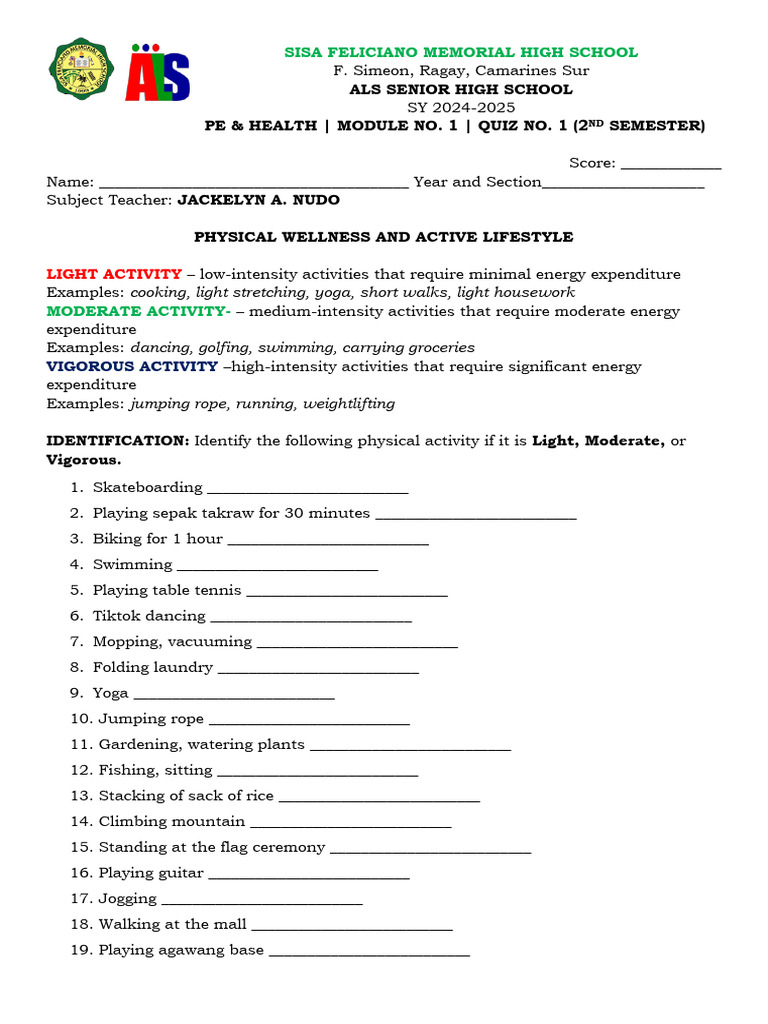 Pe-Health-Modules-Als 11 | PDF | Strength Training | Physical Fitness