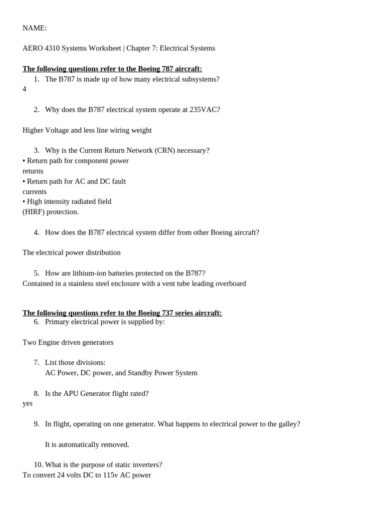 CH 7 Electrial Sys WS | PDF