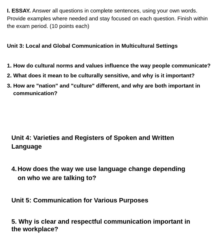 Exam Eng 1 | PDF