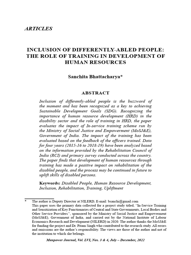 Training for Inclusion of Differently-Abled | PDF | Disability | Social ...