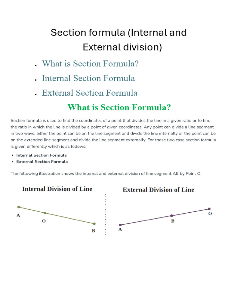 Understanding Section Formula Basics | PDF