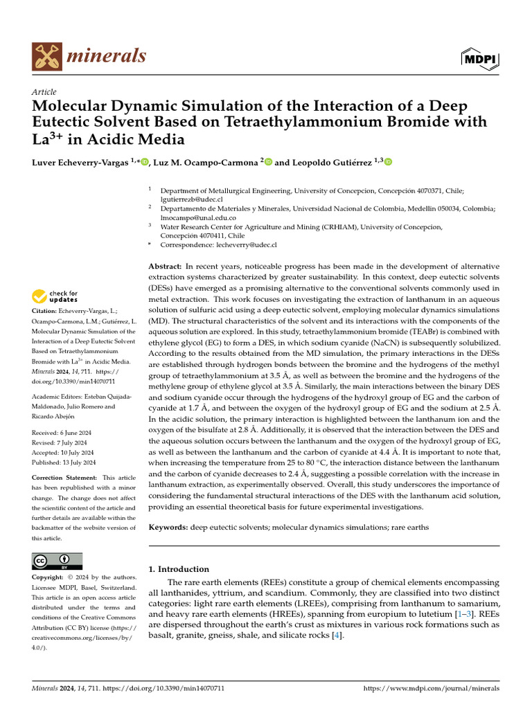 2024 Minerals-14-00711-V3 Molecular Dynamic Simulation of The ...