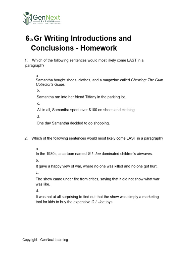 Priyanka Rajoria - Lesson 13: Introductions and Conclusions - Homework ...