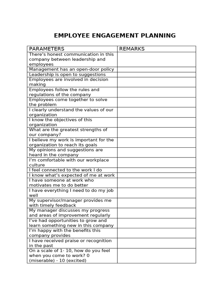 Employee Engagement Planning-09-01-2025 | PDF
