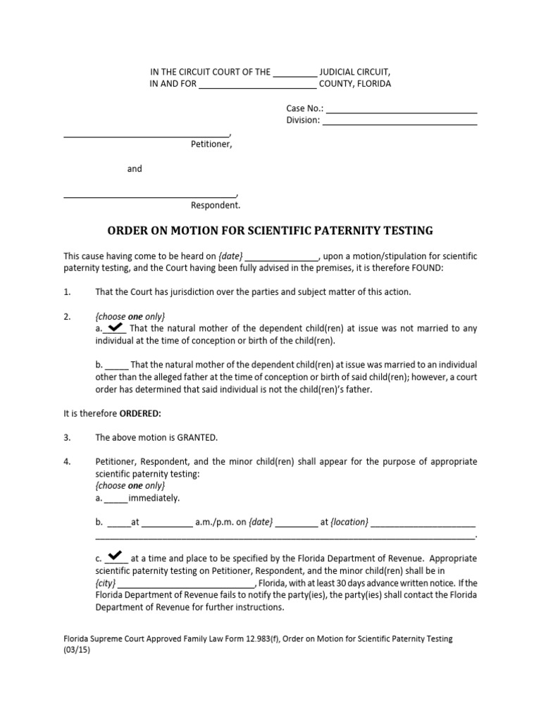 Order for Scientific Paternity Testing | PDF | Summary Judgment ...