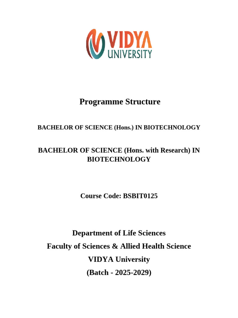 CBCS Program Structure of Bsc Biotech 25 (1) (2) | PDF | Course Credit ...