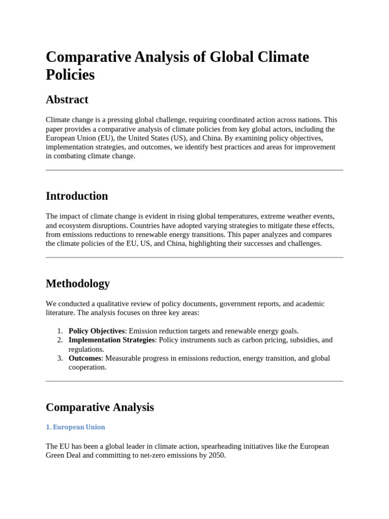 Global Climate Policy Comparisons | PDF | Climate Change Mitigation ...