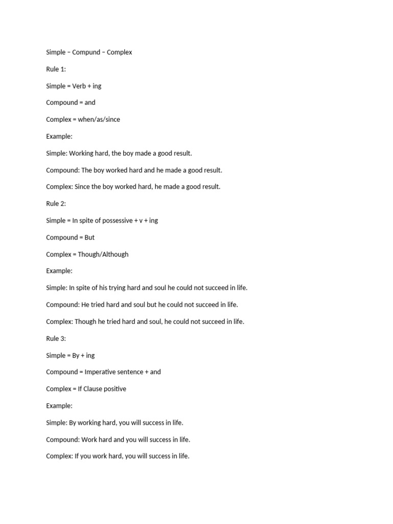 Transforming Sentences: Simple, Compound, Complex | PDF | Verb ...