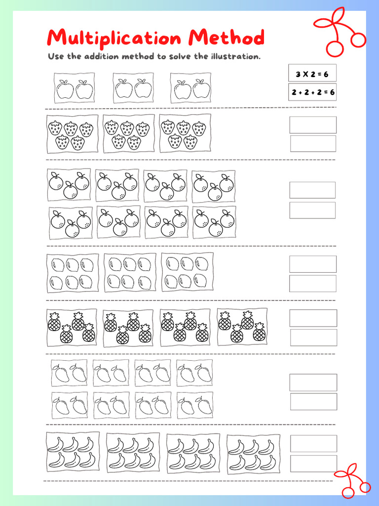 Gray Illustrative Multiplication Worksheet | PDF