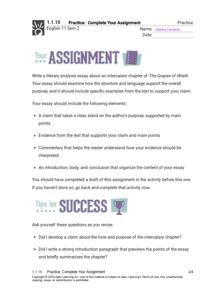 Kami Export - 1.1.10 Practice - Complete Your Assignment (Practice ...