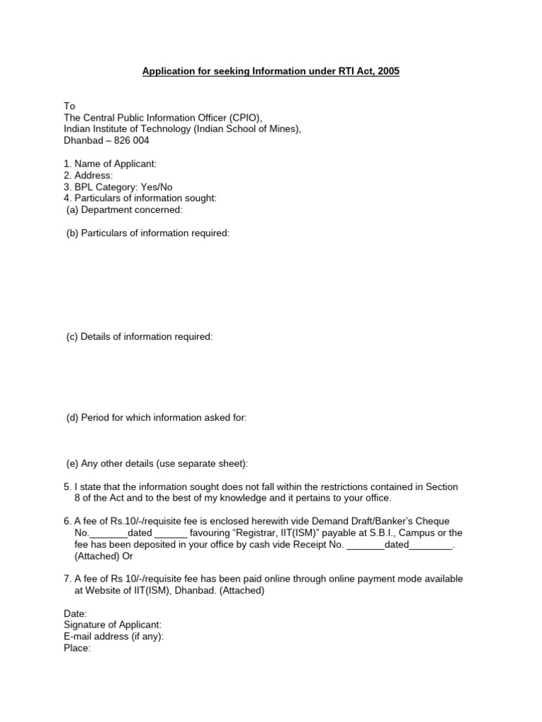 RTI Application Format | PDF