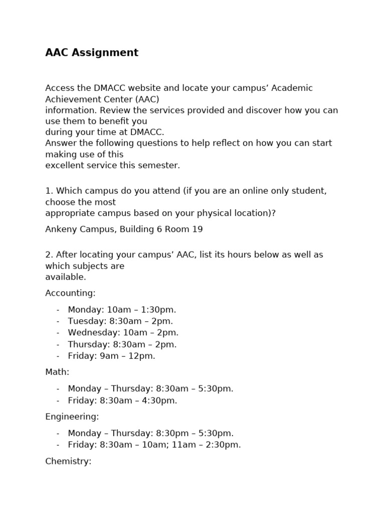 DMACC Academic Achievement Center Guide | PDF