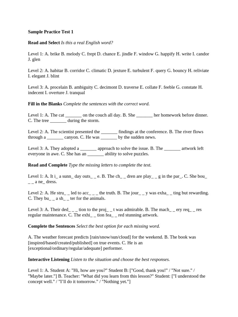 Listening Comprehension Practice Test | PDF | Cognition
