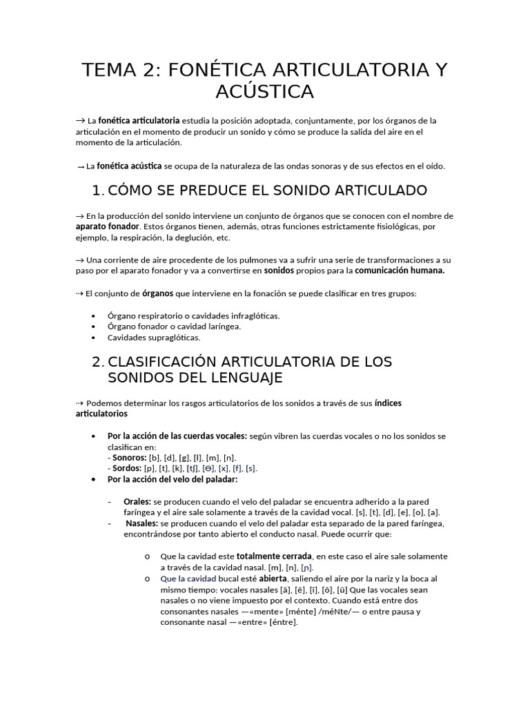 Fonética: Articulación y Sonido | PDF | Fonética | Voz humana