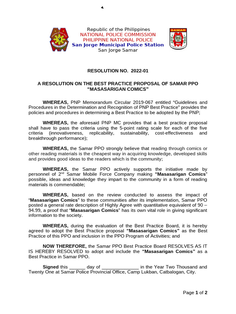 Samar PPO Adopts Masasarigan Comics | PDF