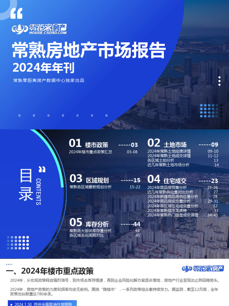 2024年常熟房地产市场报告年刊 常熟零距离房产 | PDF
