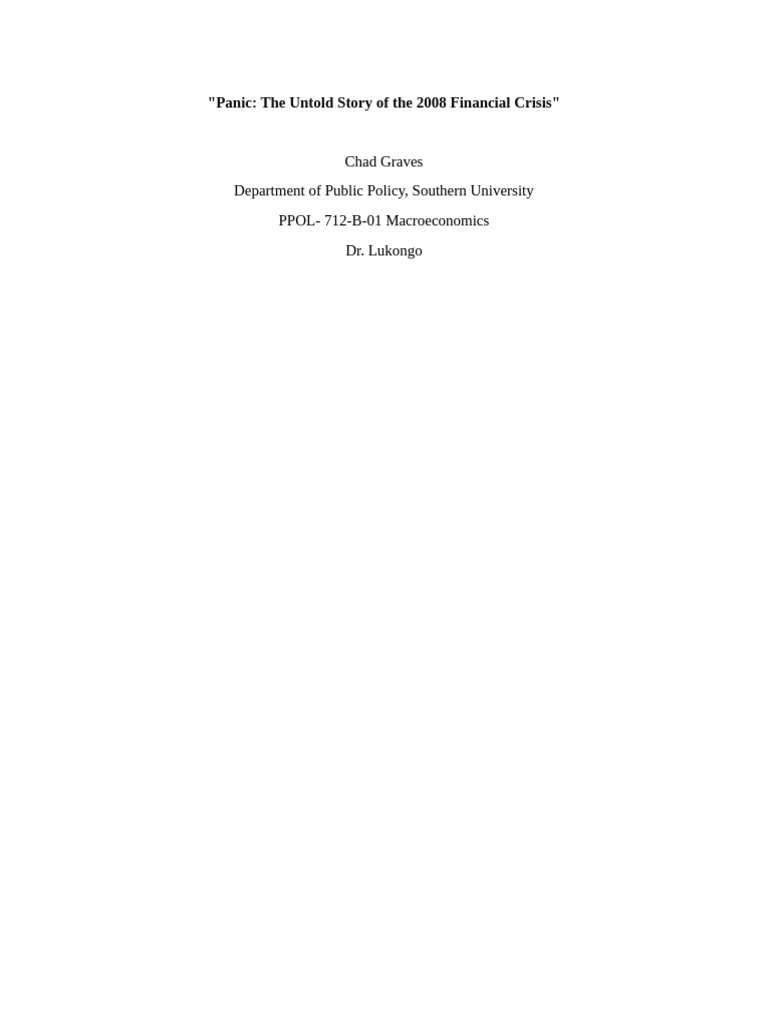 2008 Financial Crisis: Causes and Impact | PDF | Financial Crises ...