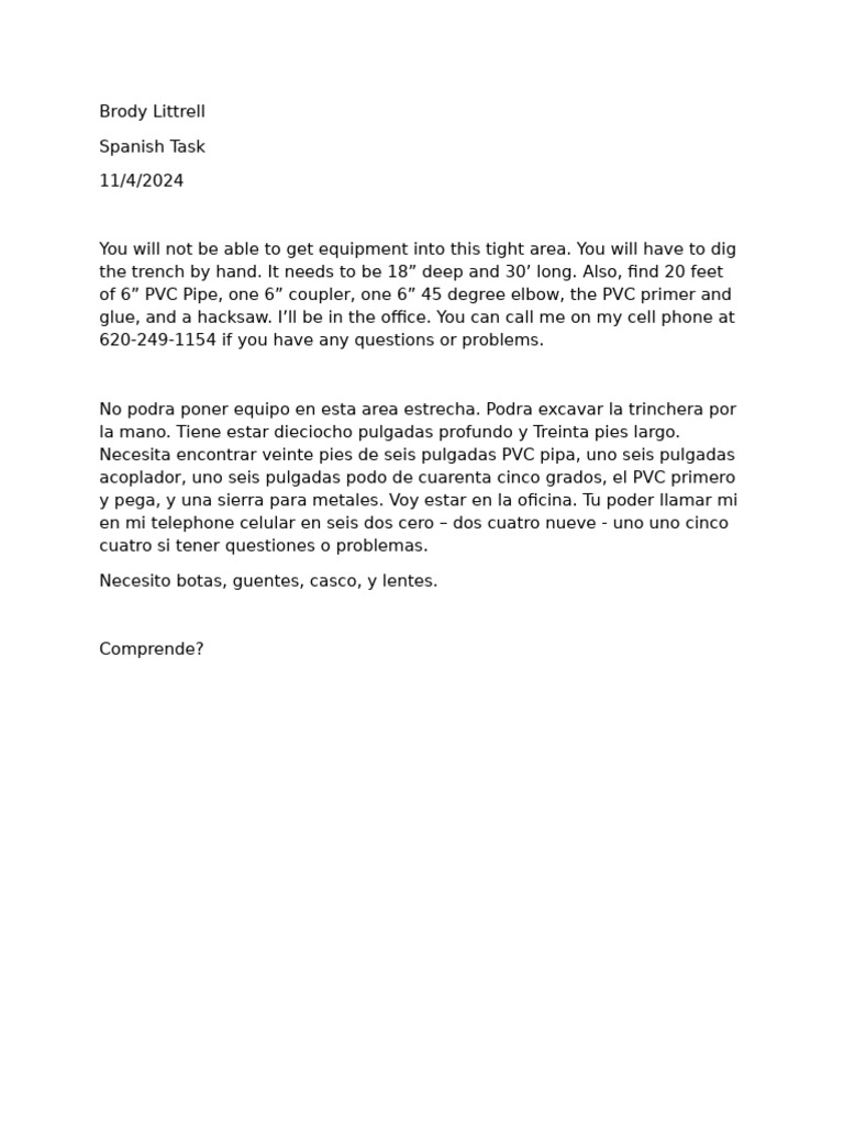 Spanish task 11 4 2024 pdf