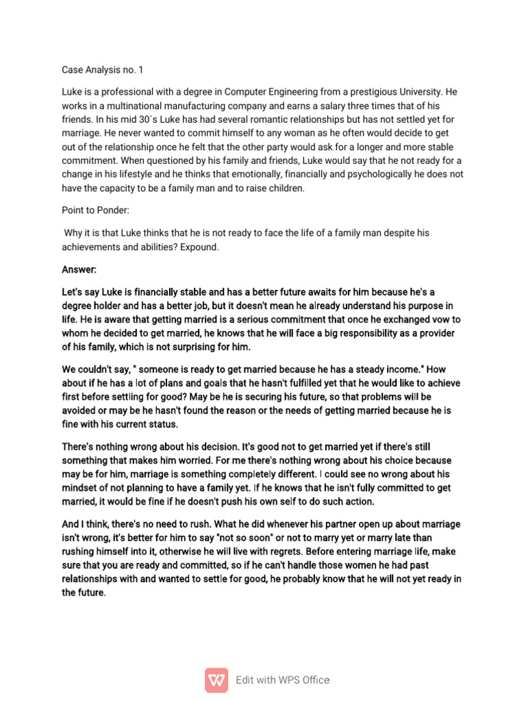 Case Analysis | PDF | Psychology | Behavioural Sciences