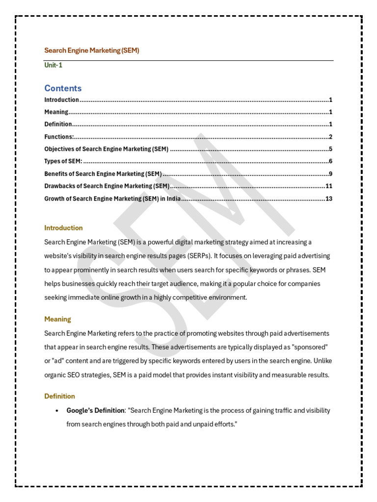 Introduction to Search Engine Marketing | PDF | Search Engine Marketing ...