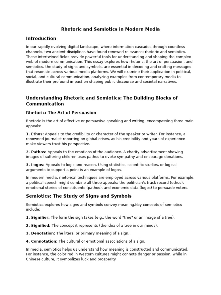 Rhetoric and Semiotics in Modern Media[1] | PDF | Rhetoric | Semiotics