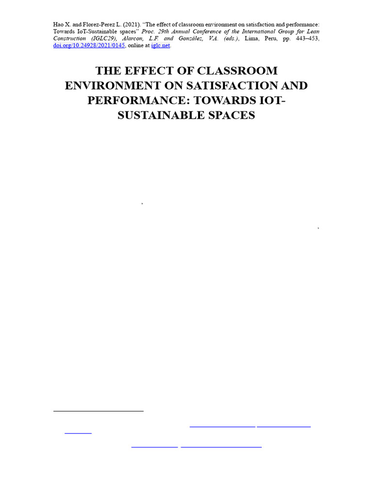 Classroom Environment Impact on Student Performance | PDF | Internet Of ...