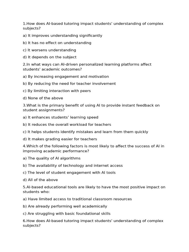 AI's Impact on Student Learning Outcomes | PDF | Teachers | Artificial ...
