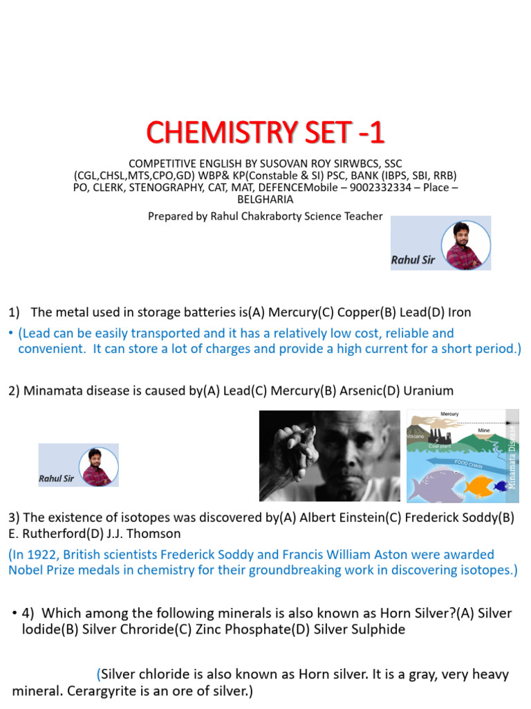 Chemistry Set - 1 PDF | PDF | Oxide | Ethanol