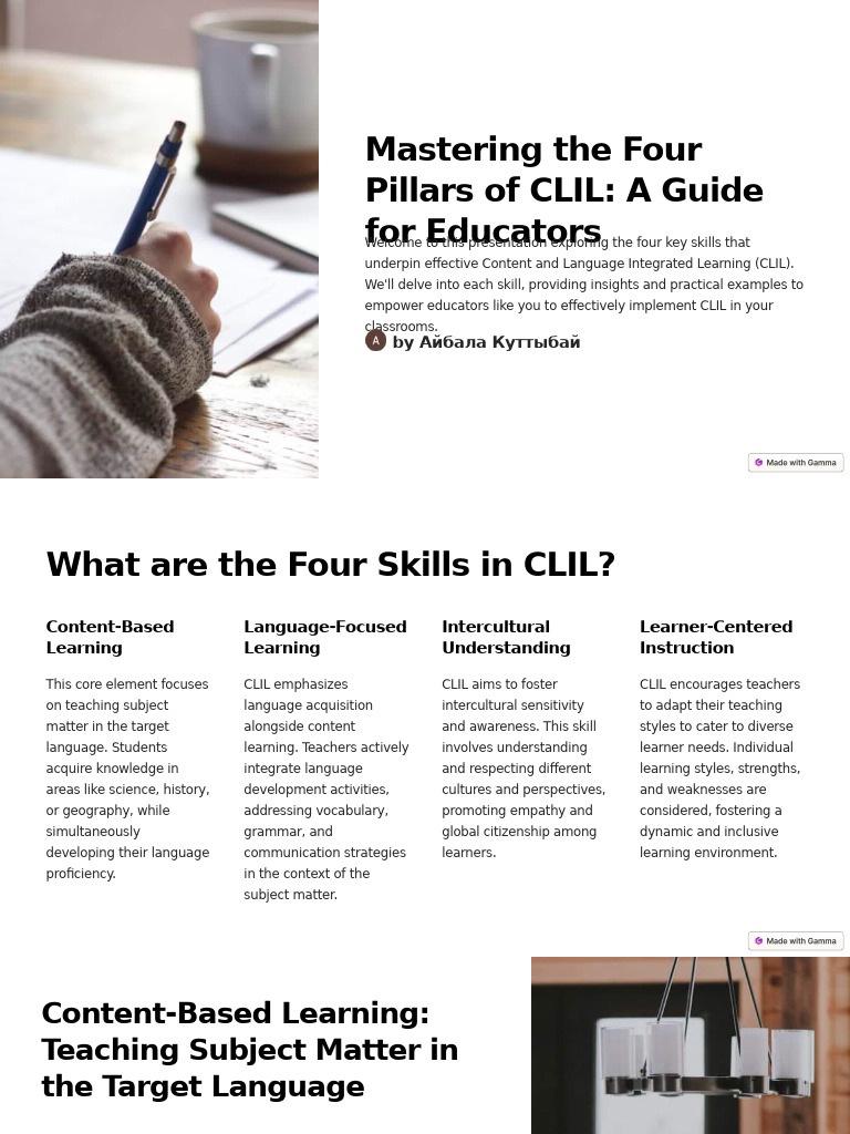 Mastering The Four Pillars of CLIL A Guide For Educators 2 | PDF ...