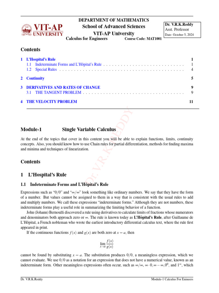 Calculus Concepts for Engineers | PDF | Tangent | Derivative