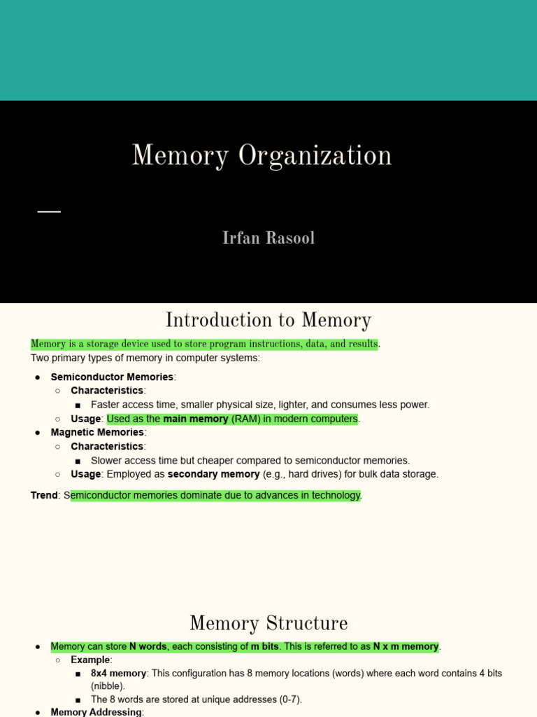 Memory Organization (Microprocessor NIT)-1 | PDF | Computer Data ...