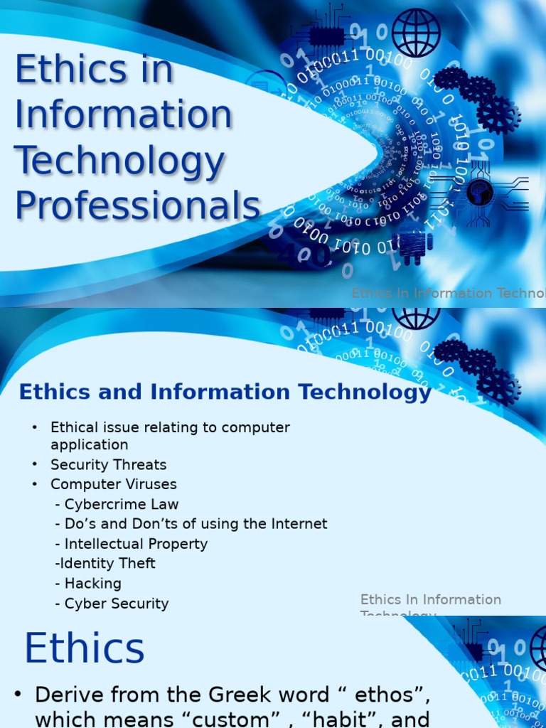 Ethics in Information Technology Overview | PDF | Security | Computer ...