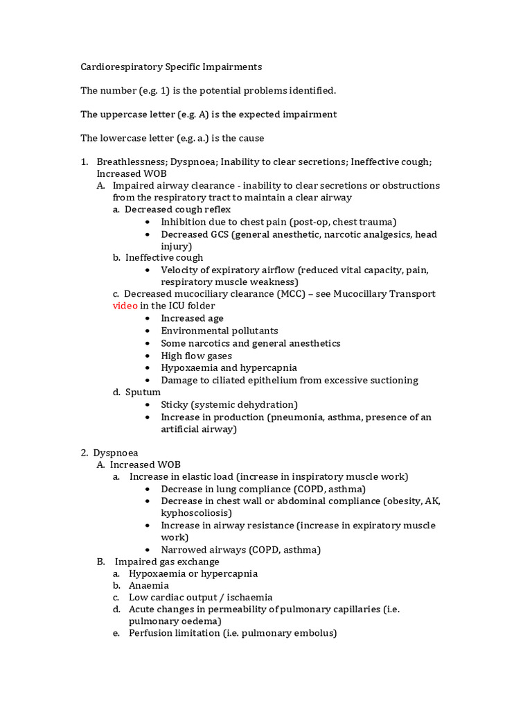 Cardioresp Specific Problems | PDF | Respiratory Tract | Lung