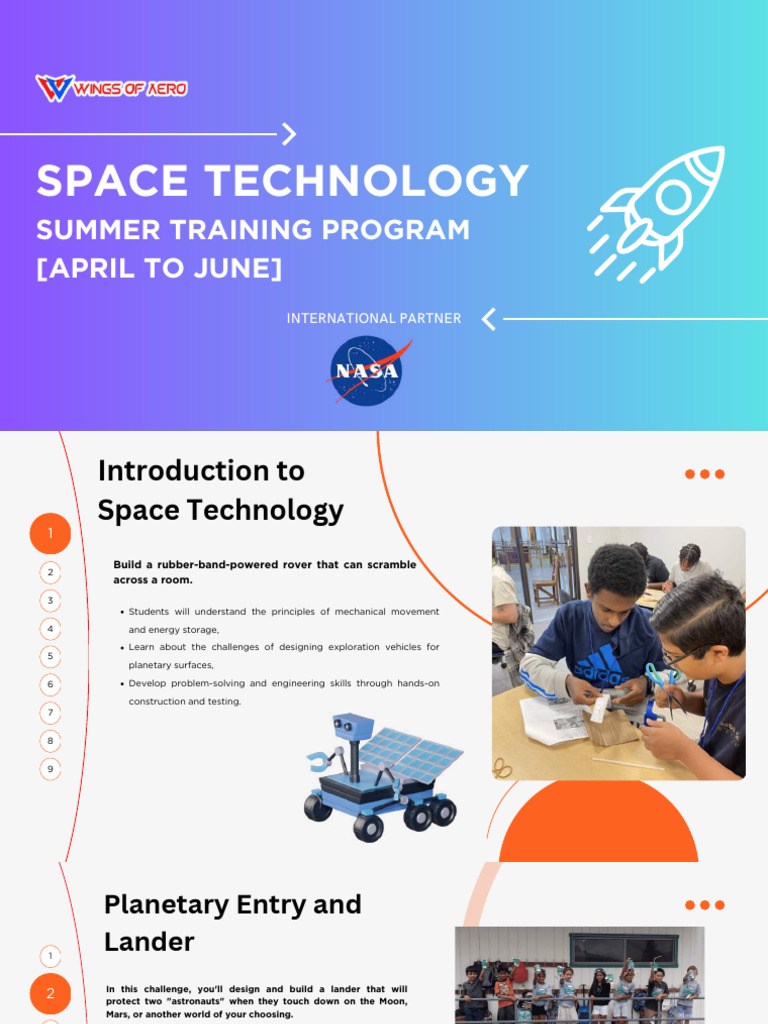 Space Technology: Summer Training Program (April To June) | PDF | Orion ...